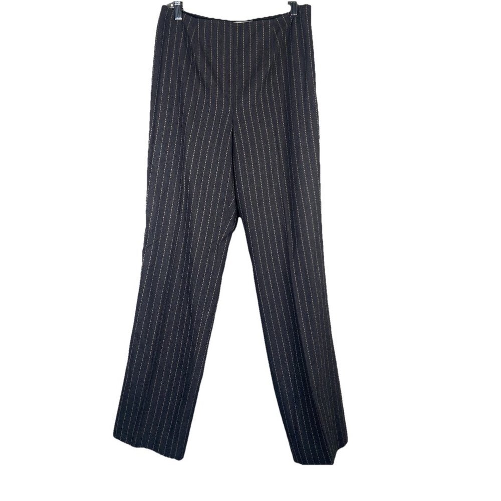 Vtg Carlisle Womens‎ Wool High Waist Gray Brown Pinstripe Trouser Pants Size 6